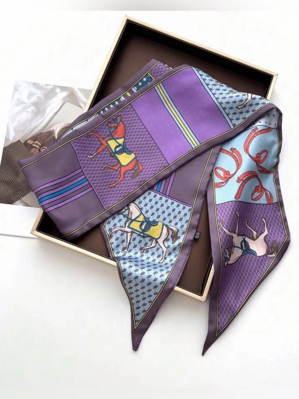 Purple horse Print Scarf M806